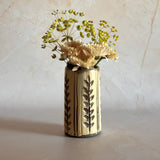 Carved Leafy Vase w/ Brushed Texture