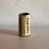 Carved Leafy Vase w/ Brushed Texture