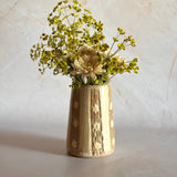 Carved Stripey Vase w/ Flowers
