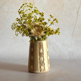Carved Stripey Vase w/ Flowers
