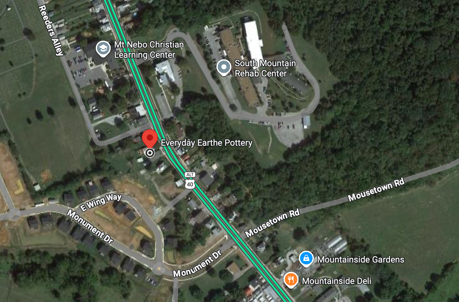 Satellite view of the location of the Boonsboro Pottery Stand, by Everyday Earthe